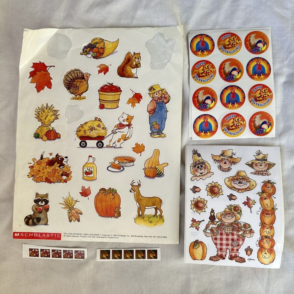 Vintage 80s 90s Thanksgiving Harvest Fall Stickers Lot Trend Scholastic Provo